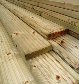 32 x 125mm Redwood Decking Boards Green