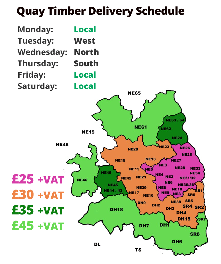 Quay Timber delivery map
